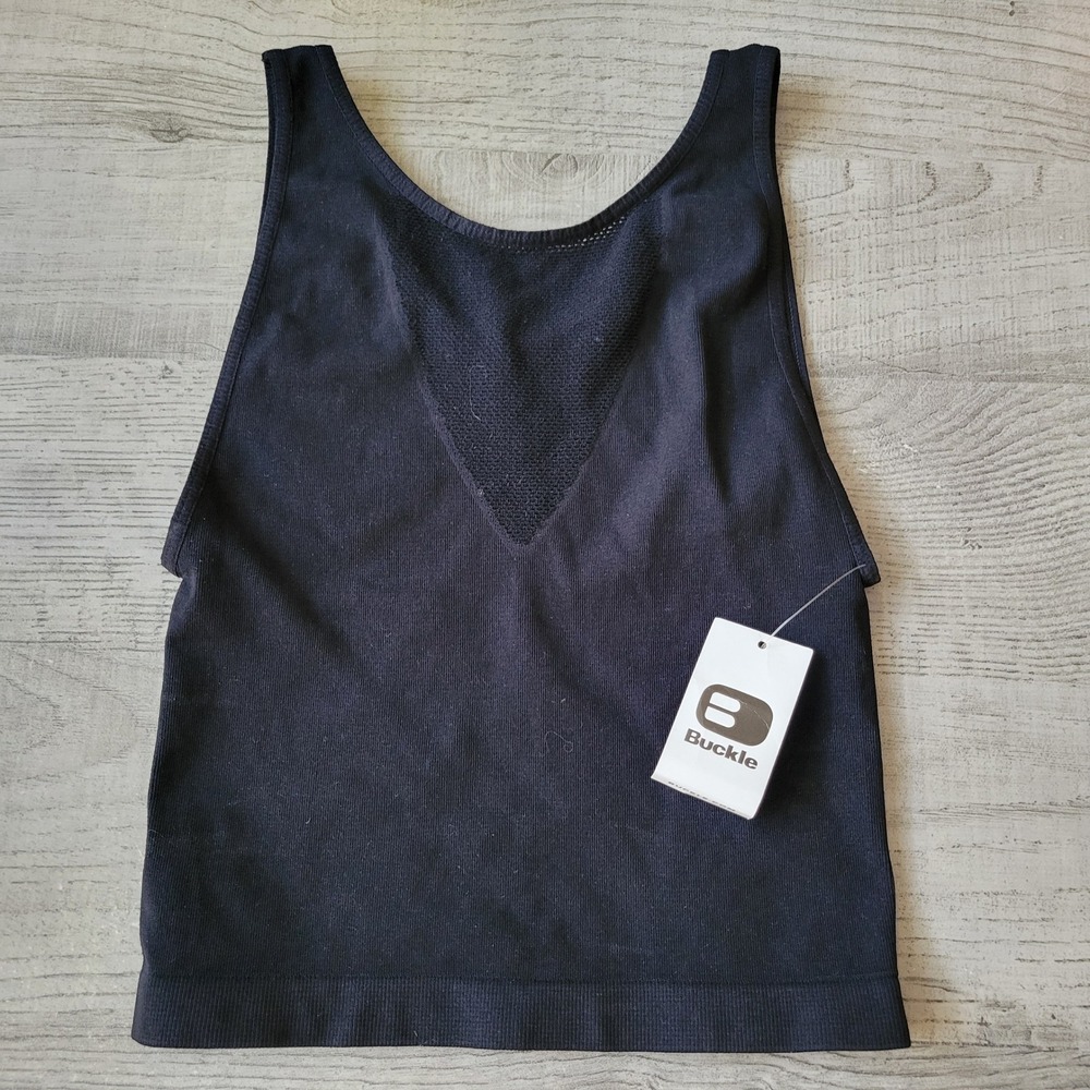 BKE Essentials Black High Neck Brami Seamless Crop Top BK979 XS/S NEW